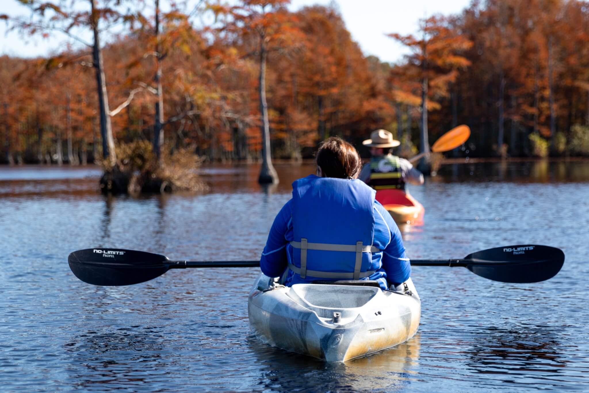 Cypress trees line the spring-fed lake which offers boating and fishing at Goodale State Park in Camden.