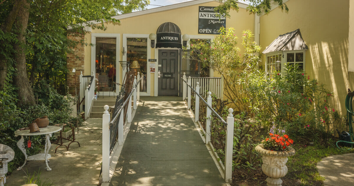 This upscale antiques market represents 30 dealers in a climate-controlled location in the heart of Camden's antique district. Located on Hwy. 521 in downtown Camden.