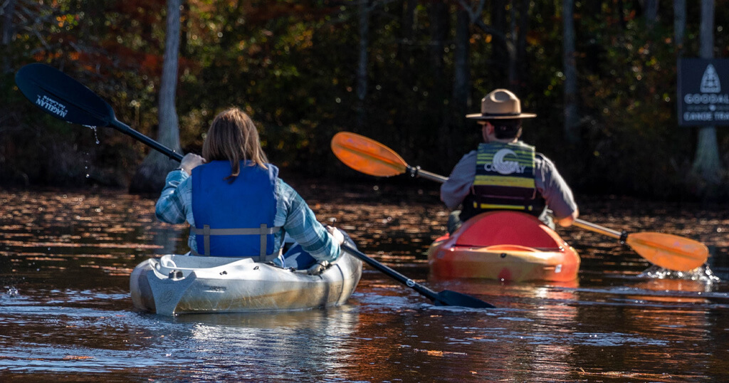 Canoe or kayak on the water trail at Goodale State Park in Camden.