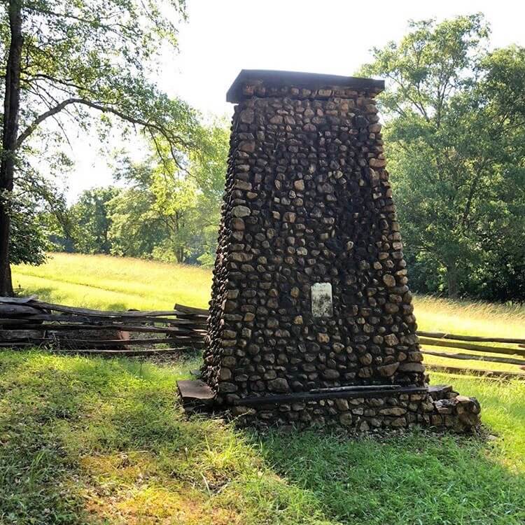 Stone monument at Musgrove Mill State Historic Site in Union County SC.
